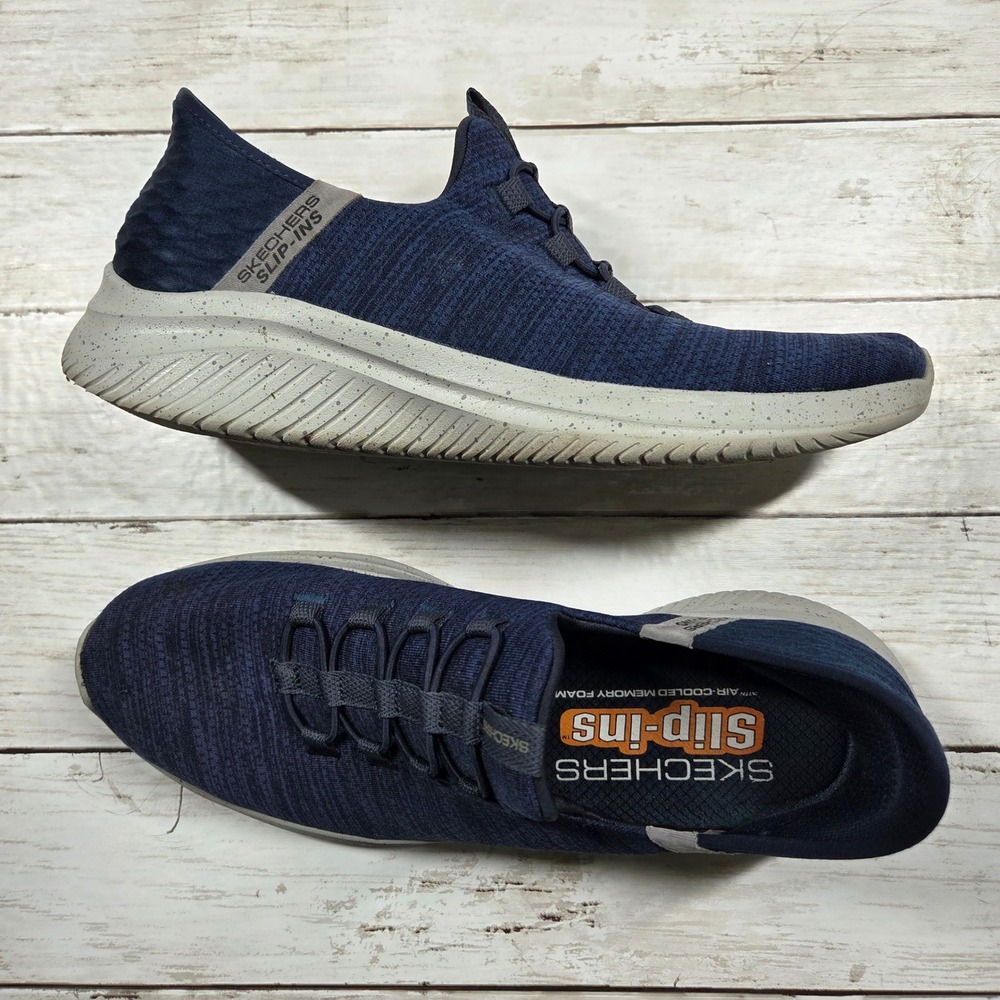 Skechers Slip-ins Ultra Flex 3.0 Smooth Step Sneaker Mens 9 Navy Blue Damaged